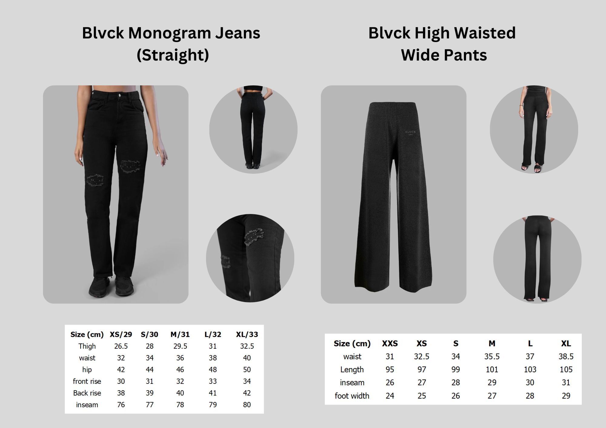 Sizing Chart And Product Details – Blvck Paris
