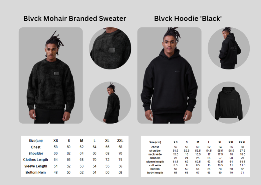 Sizing Chart and Product Details – Blvck Paris
